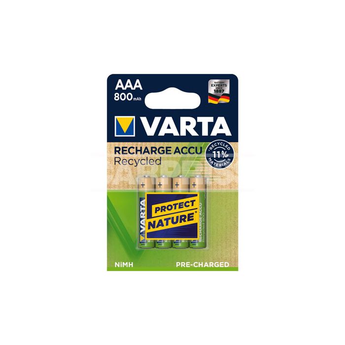 VARTA Blister 4 wiederaufladbare Batterien AAA 800MAH RECYCLED - Afbeelding 1 van 1