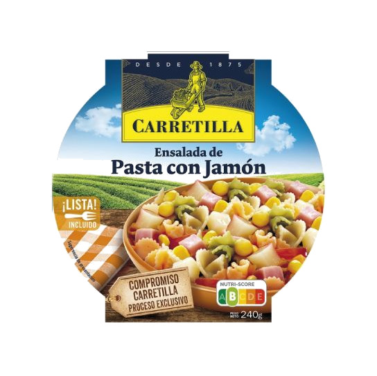 plato ensalada de pasta con jamón