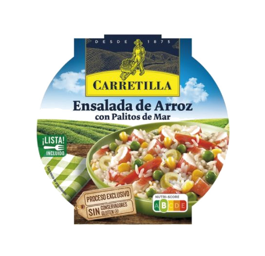 plato ensalada de arroz con palitos de mar