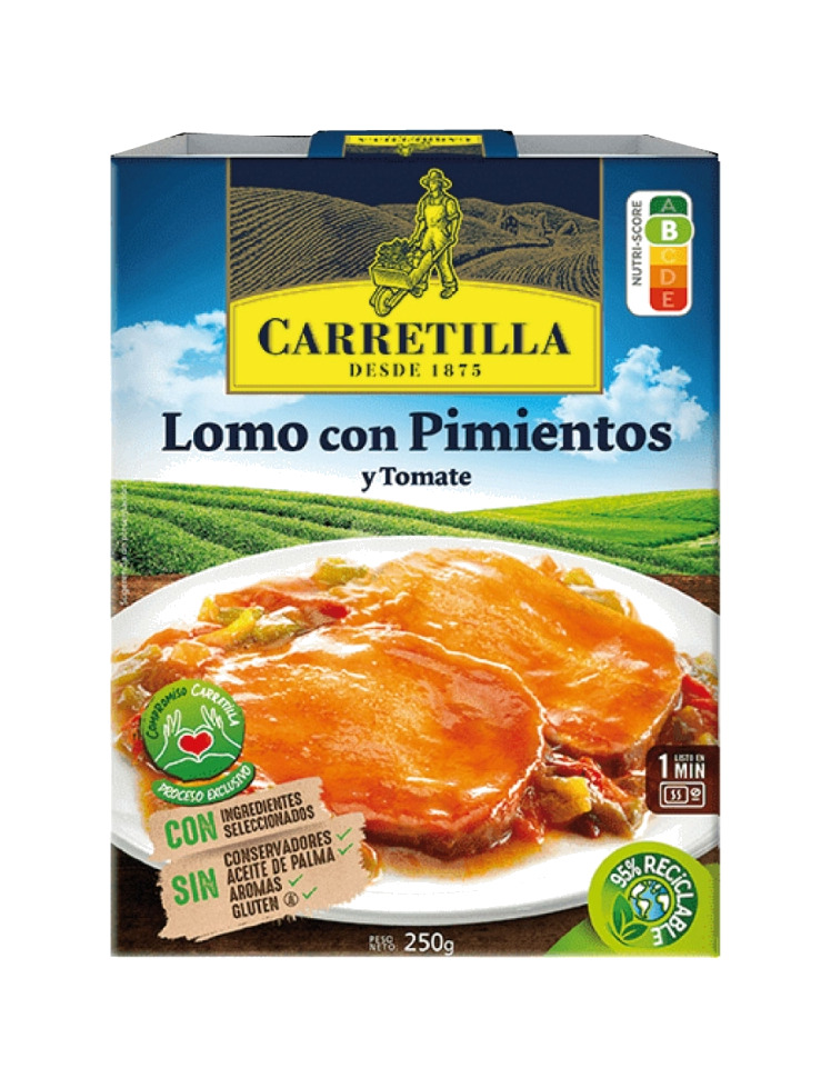 plato lomo con pimientos y tomate