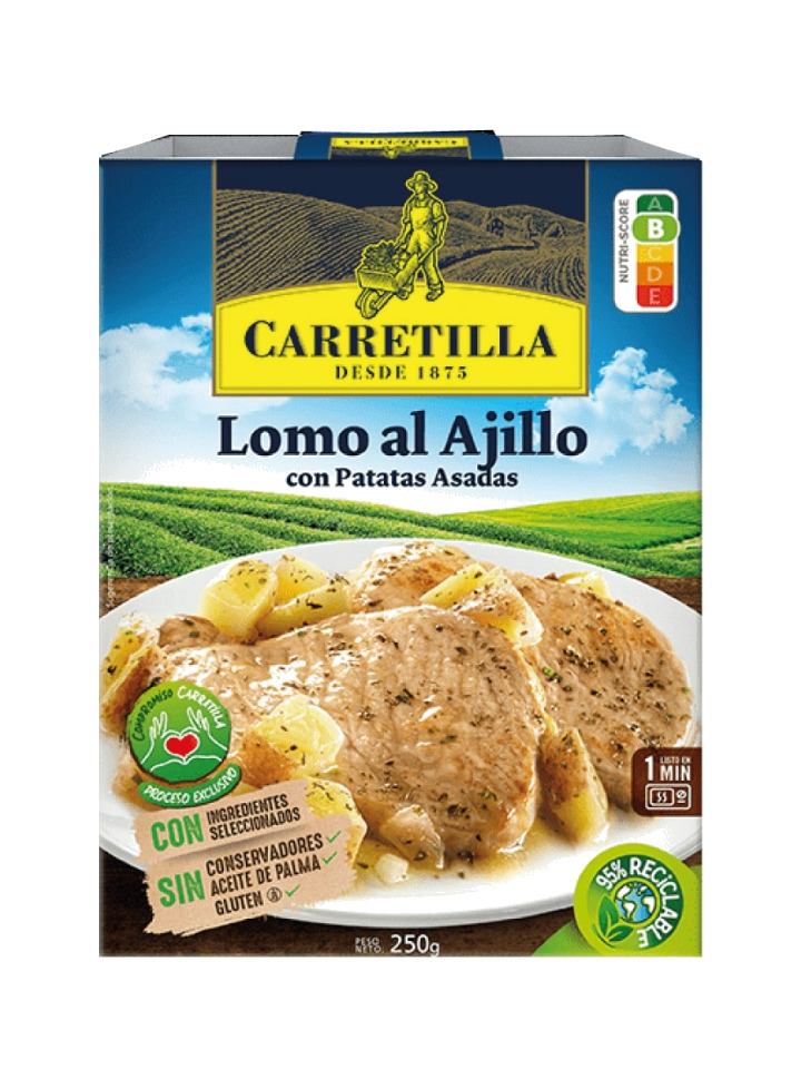 plato lomo al ajillo con patatas asadas