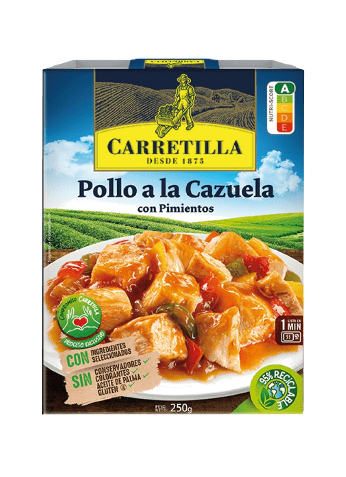 plato preparado de pollo a la cazuela con pimientos