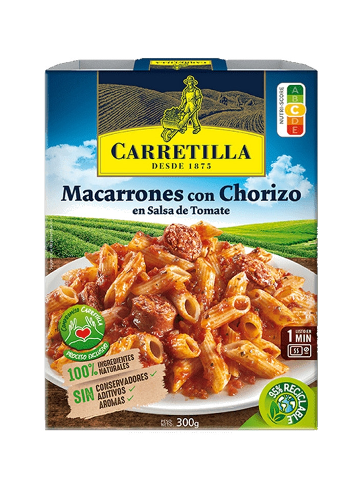 plato preparado de macarrones con chorizo