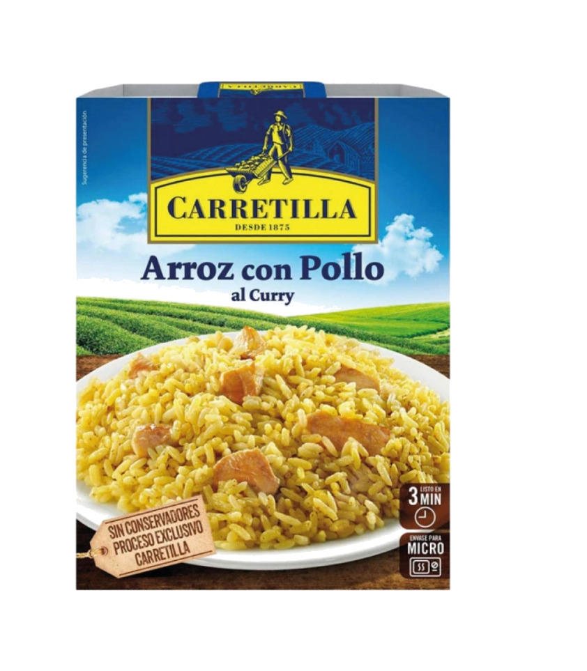 plato preparado de arroz con pollo al curry