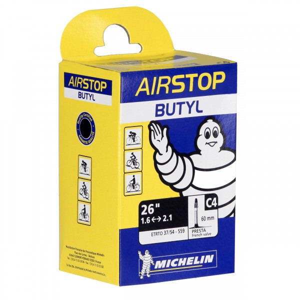 cámara de aire para bicicleta michelin- válvula presta fina 60mm 27.5x2.00-2.20