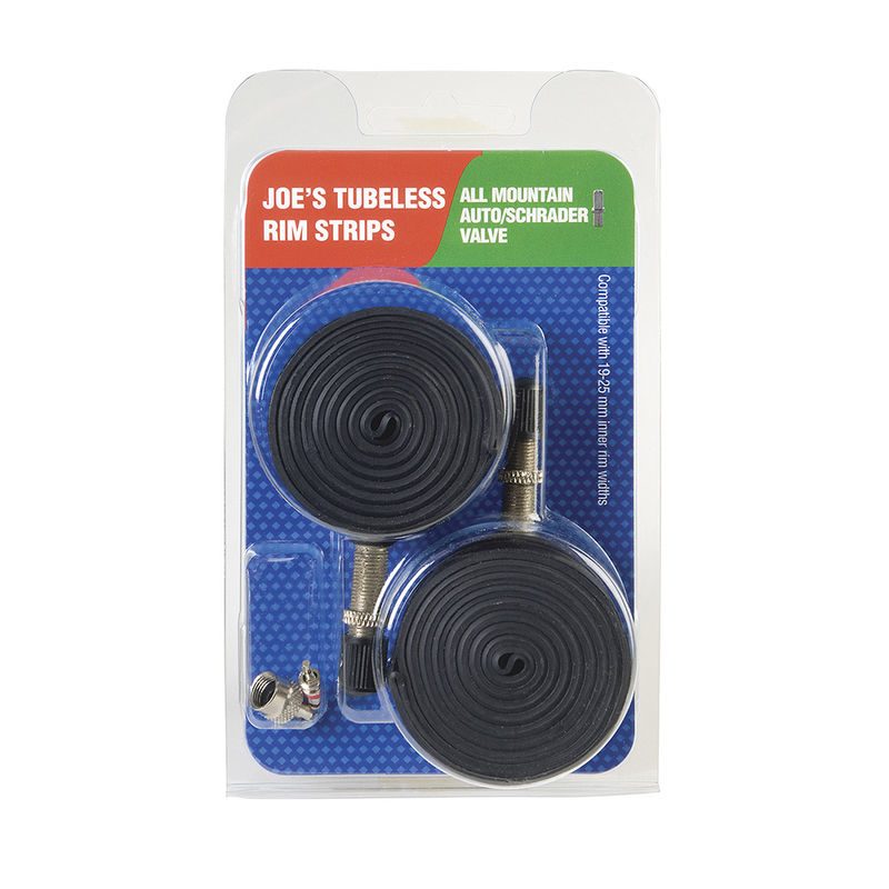 juego de 2 cintas tubeless y válvulas schrader joes 19-25mm para neumáticos sin cámara