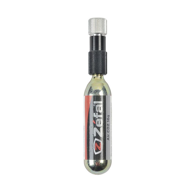 inflador co2 zefal con regulador y adaptador de cartuchos de 16 grs