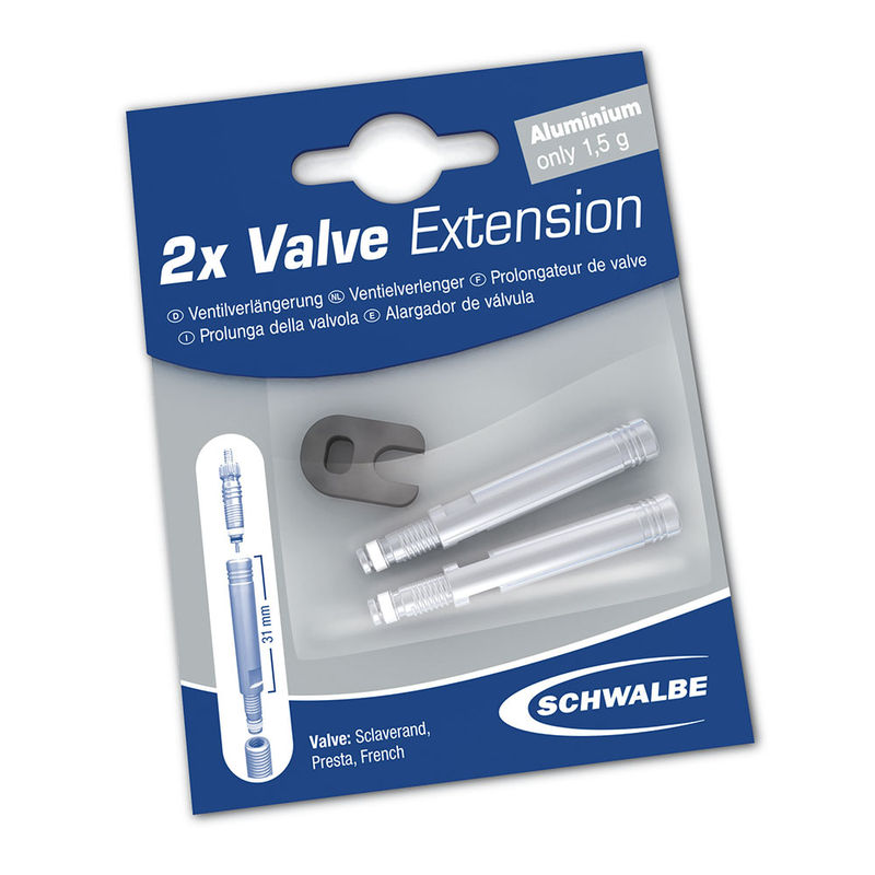 alargadores de válvula con rosca schwalbe x2 blister 30mm