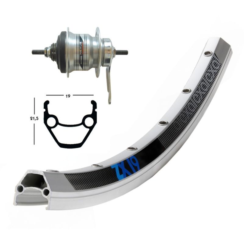 rueda trasera 36 agujeros freno contrapedal 28x1.75 winora zx 19 shimano 7v (622-19)