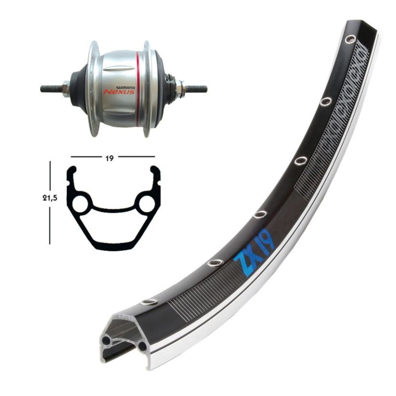 rueda trasera 36 agujeros freno contrapedal 28x1.75 winora zx 19 shimano sg-c60018 135 mm 8v (622-19)