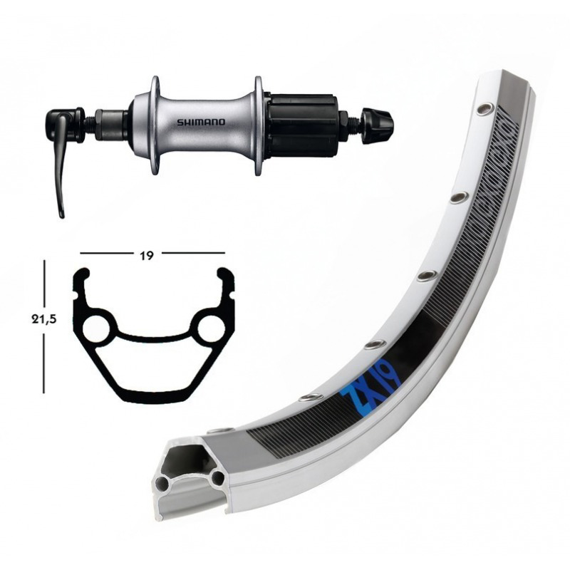rueda trasera aluminio con cierre rapido  winora exal zx 19 26x1.75 36 shimano acera t3000 8v plata