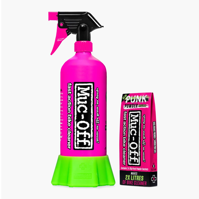 kit limpiador de bicicleta + botella recargable punk powder + "for life"