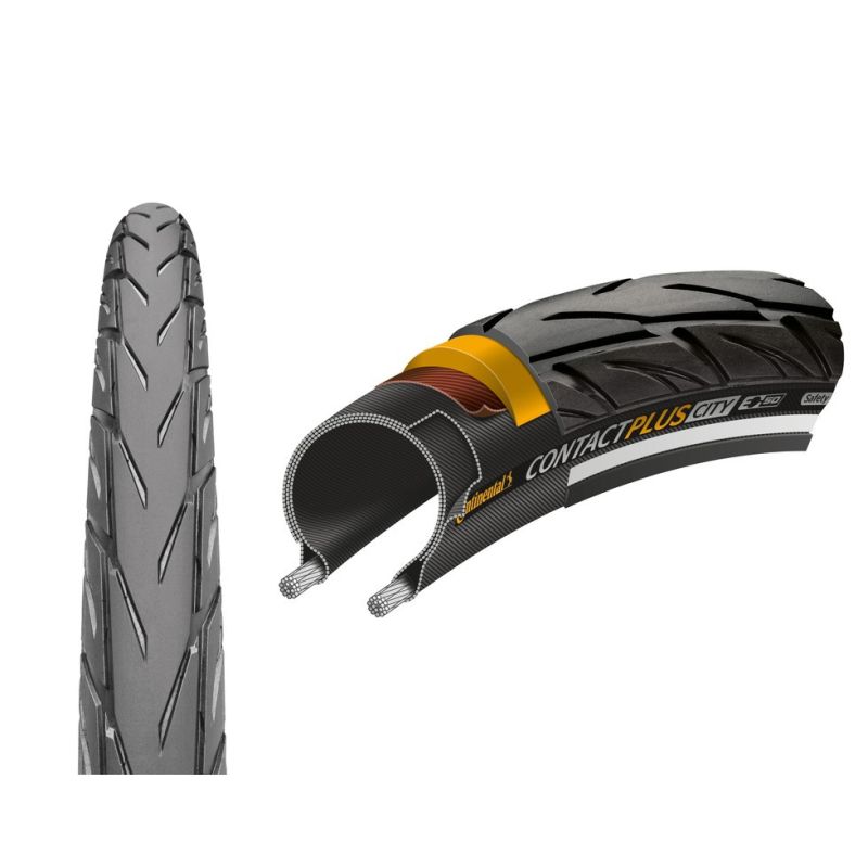 cubierta neumatico contact plus city 26x1.75 rigida negro con reflectante 47-559
