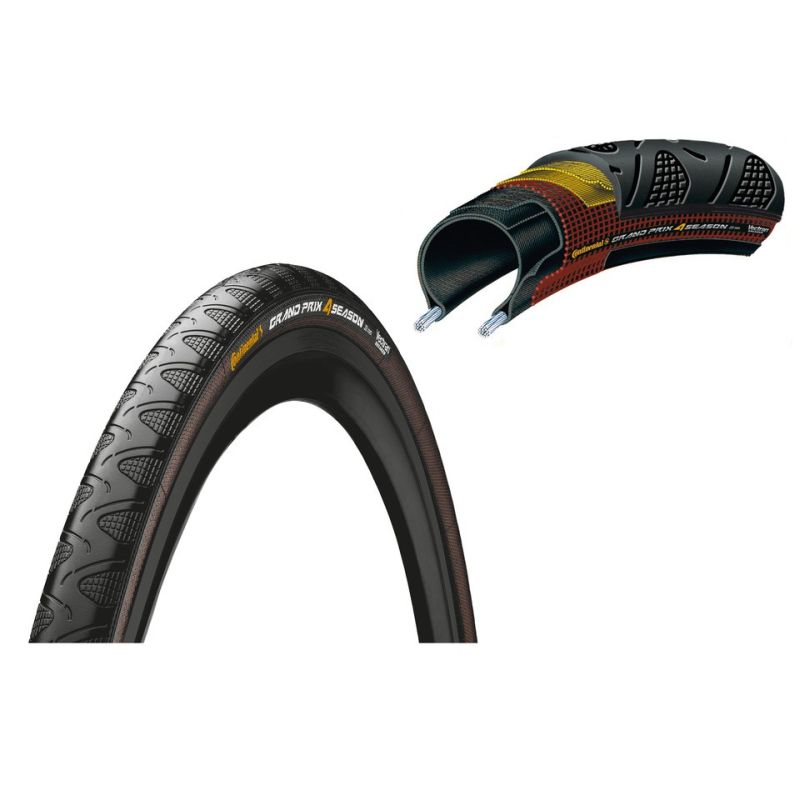 cubierta neumatico grand prix 4 season 700x28c skin plegable negro 28-622
