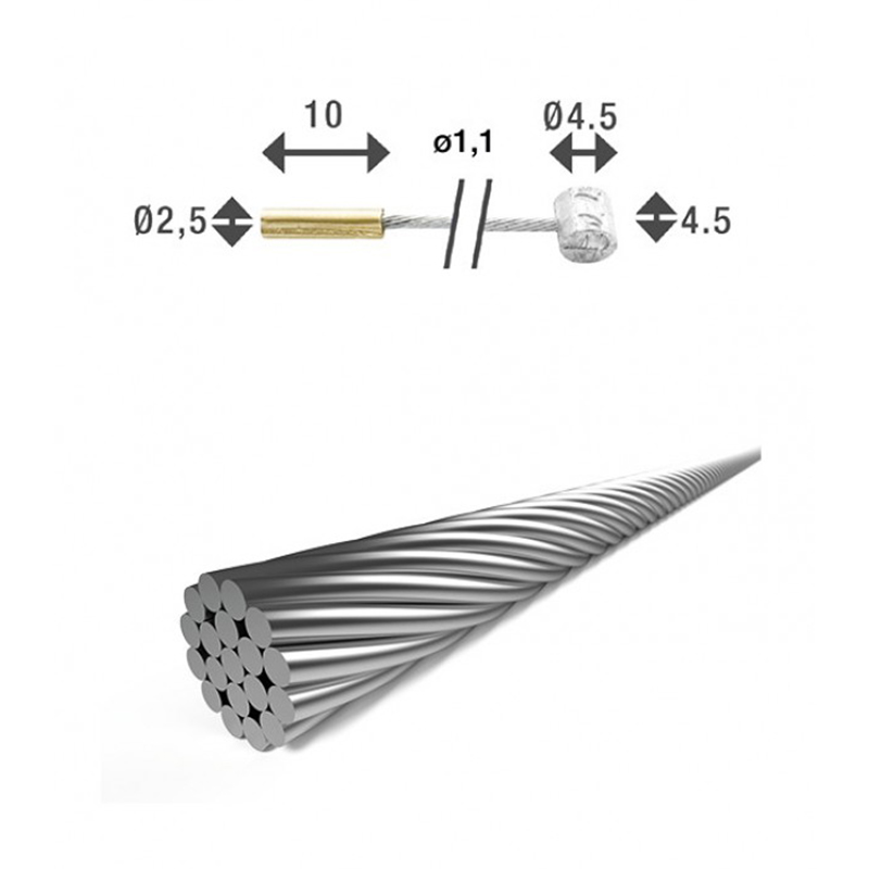 cable sirga sierga de cambio doble cabeza shimano/campagnolo/sram ø 4.5 x ø1.1 - 2500mm sh-x18