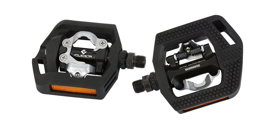 pedales bicicleta fijacion 2 cara dureza regulable calas incluidas trekking spd pd-t421