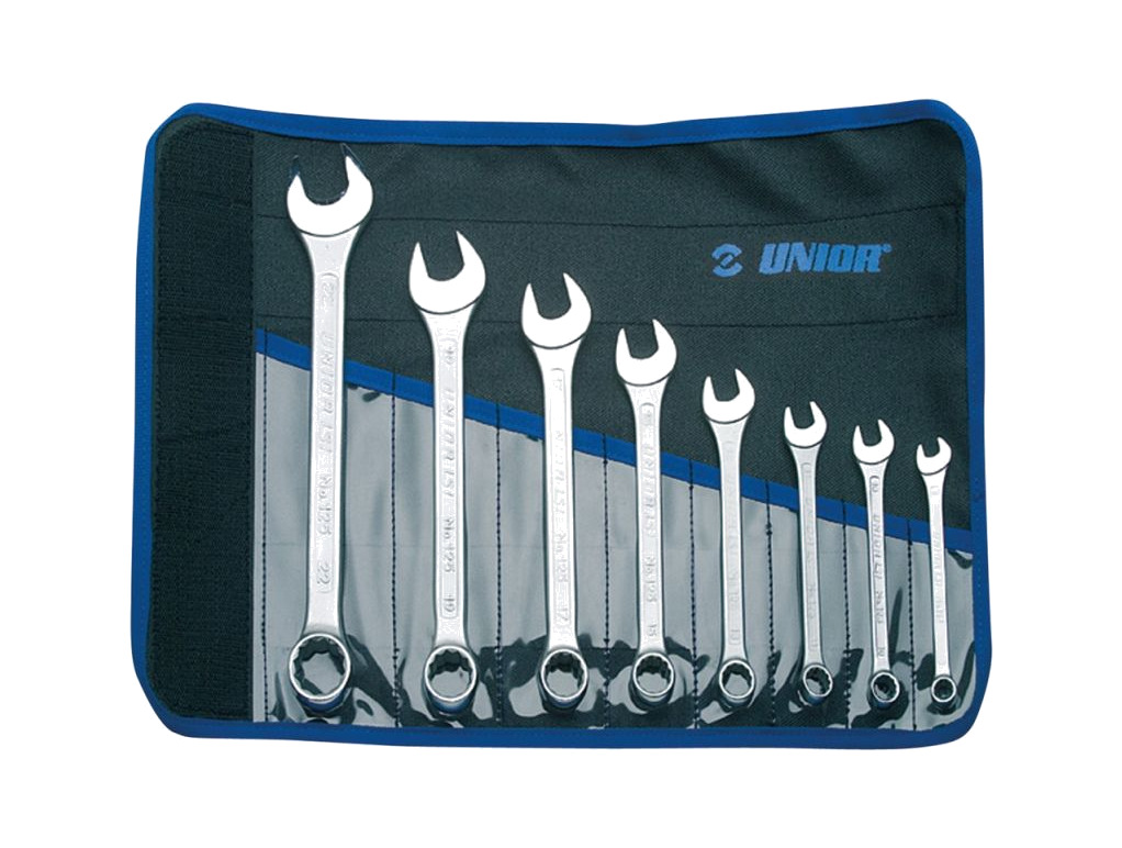 Image of UNIOR Kit di chiavi combinate curve corte da 8 pezzi con borsa 14 MM