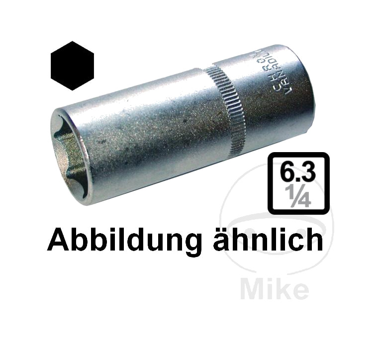 llave vaso hexagonal larga 1/4 12 mm