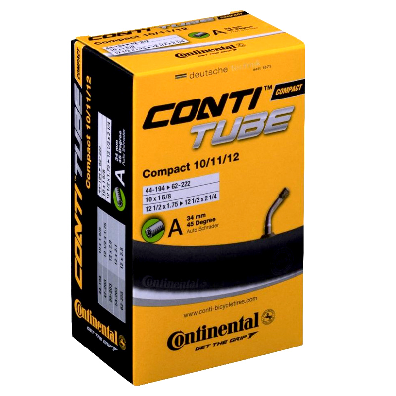 camara de aire para bicicleta compact 10/11/12x1/2x1.75-2.5 standard 34 mm 45º (44-194/62-222)