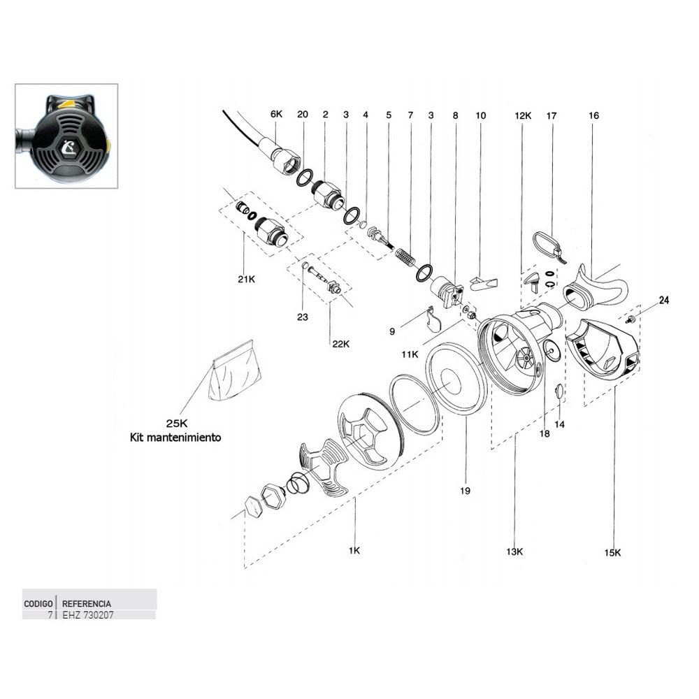 muelle de 2ª etapa de recambio para regulador de buceo f3-fx-xs-airplus-ellipse-xs compact-xs compact pro