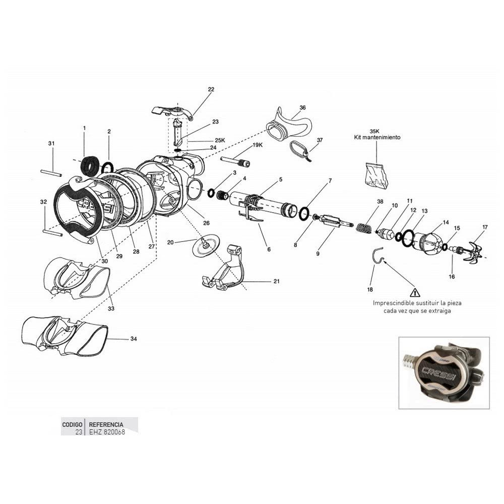 deflector de recambio para regulador de buceo dive-predive ellipse balanced-master