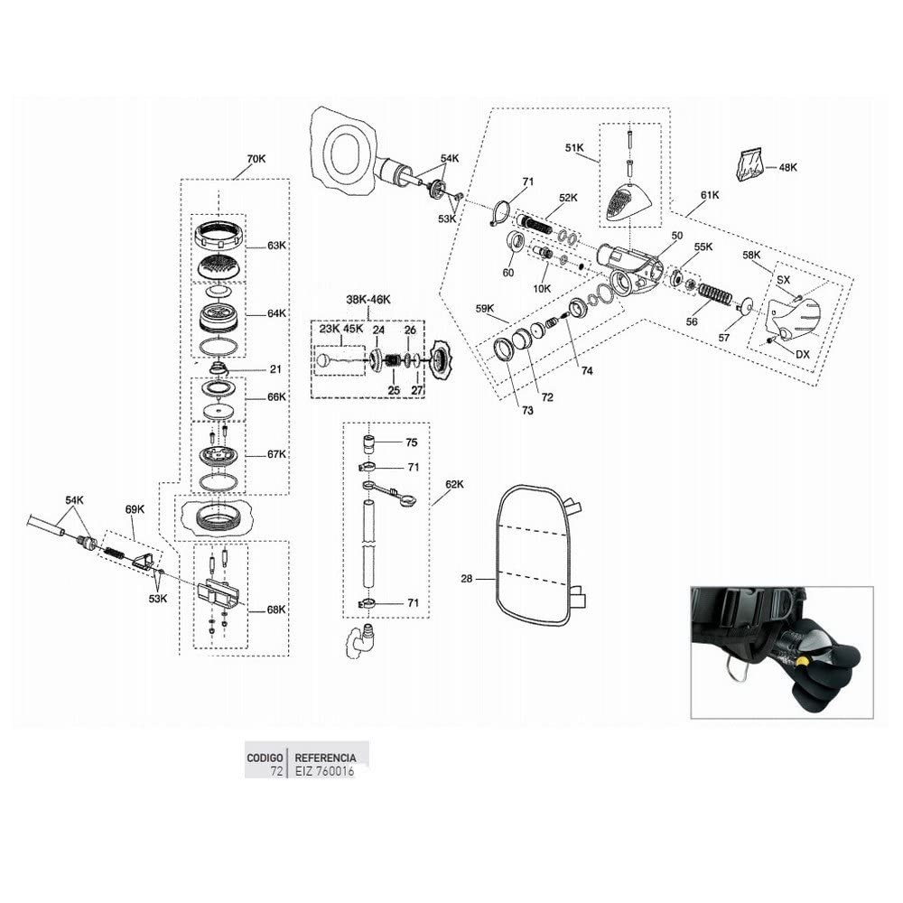 pulsador de silicona de inflado de recambio para chaleco bcd de buceo fcs