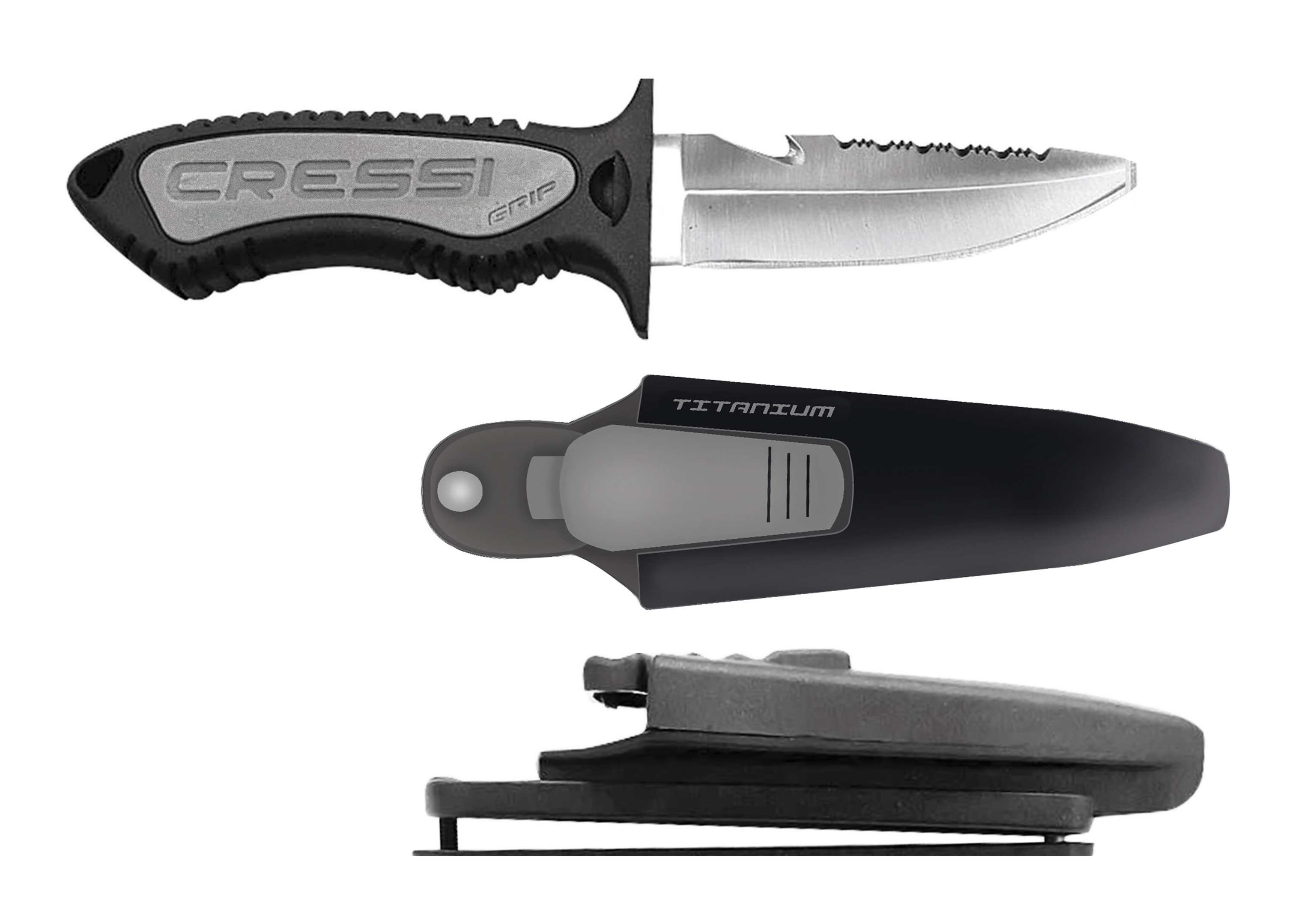 cuchillo buceo punta plana grip