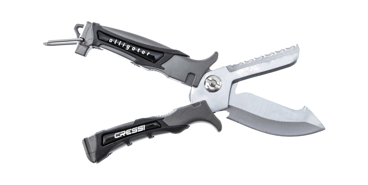 cuchillo buceo tijera alligator de acero inoxidable cressi