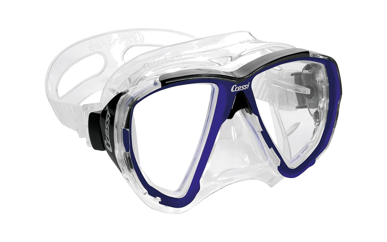máscara de buceo cressi big eyes de silicona transparente de alta gama con visibilidad extraordinaria en todas las direcciones