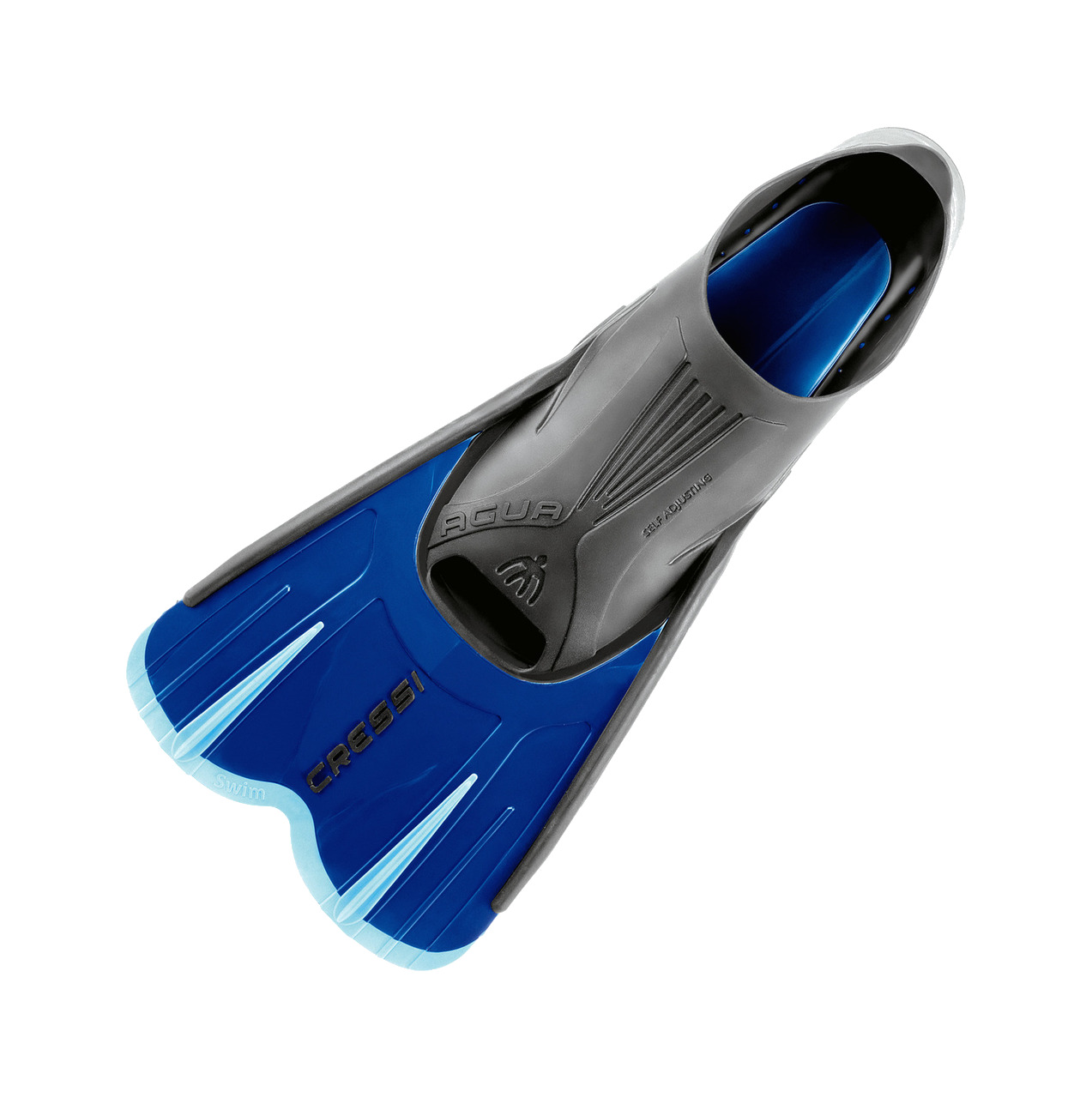 aletas snorkeling y natación cressi agua short, pala en polipropileno irrompible, calzante en elastómero de gran flexibilidad
