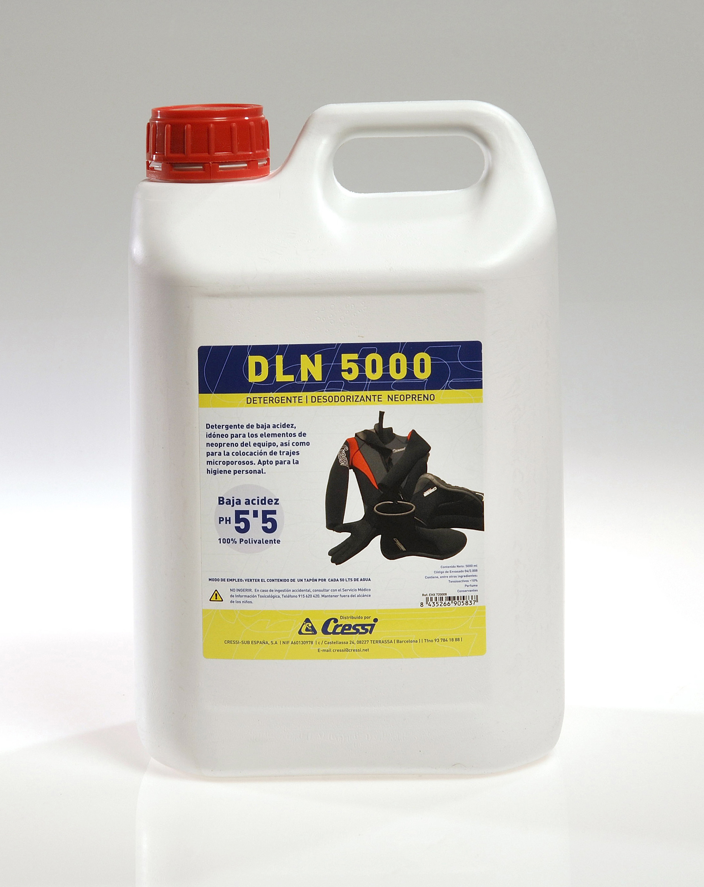 detergente limpiador de neopreno cressi dive center 5l - ph 5.5