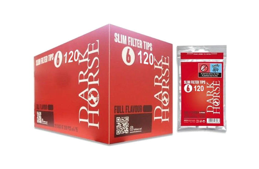 bolsa 120 filtros de fumar  dark horse slim 6 mm