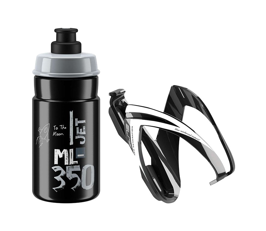 kit de portabidón y bidón ceo negro brillo/blanco/bidon jet negro/gris 350 ml