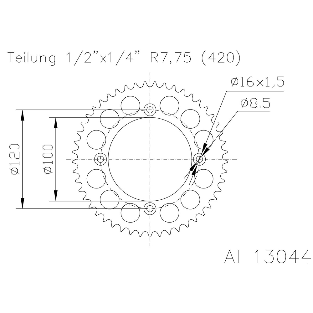 ESJOT Corona plato transmision aluminio 51-13044 53 dientes - Imagen 1 de 1