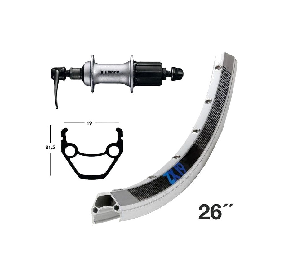 rueda trasera para bicicleta urbana con freno de llanta y cierre rápido winora zx 19 26" shimano 8-10v aluminio