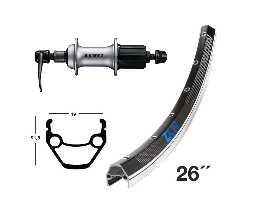 rueda trasera para bicicleta urbana con freno de llanta y cierre rápido winora zx 19 26" shimano 8-10v aluminio