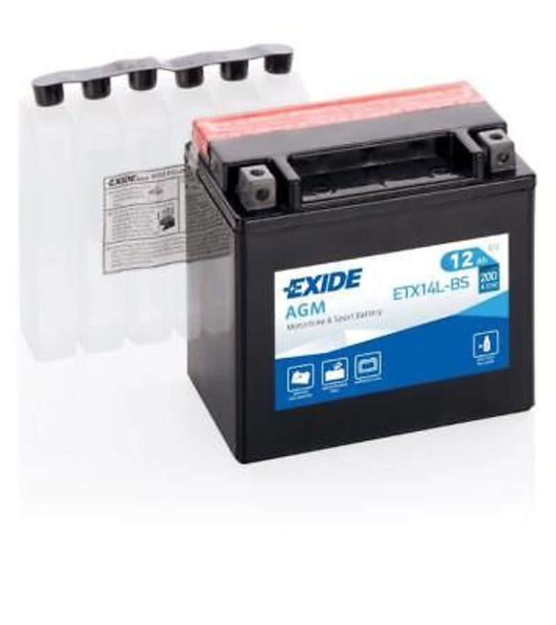 EXIDE maintenance free motorcycle battery AGM ETX14L-BS - Picture 1 of 1