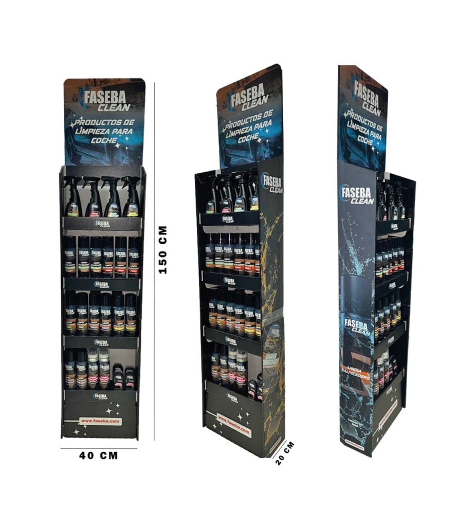 expositor para productos de limpieza