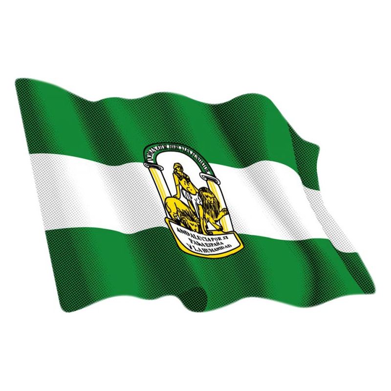 pegatina adhesivo bandera ondeante andalucía  6x8 cm