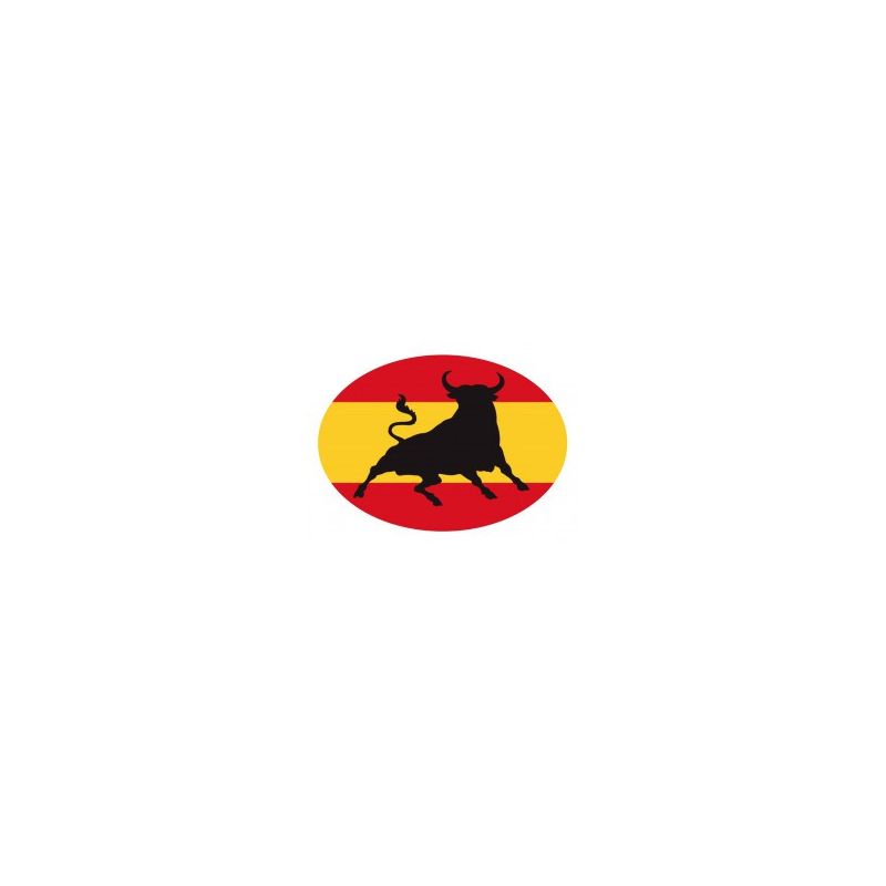 pegatina adhesivo toro en bandera españa  6x8 cm