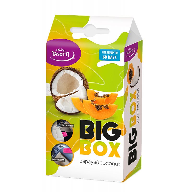 ambientador de coche papaya y coco big box