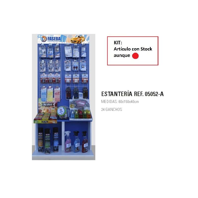 expositor de pie vacío con 24 ganchos 150x60x40 cm