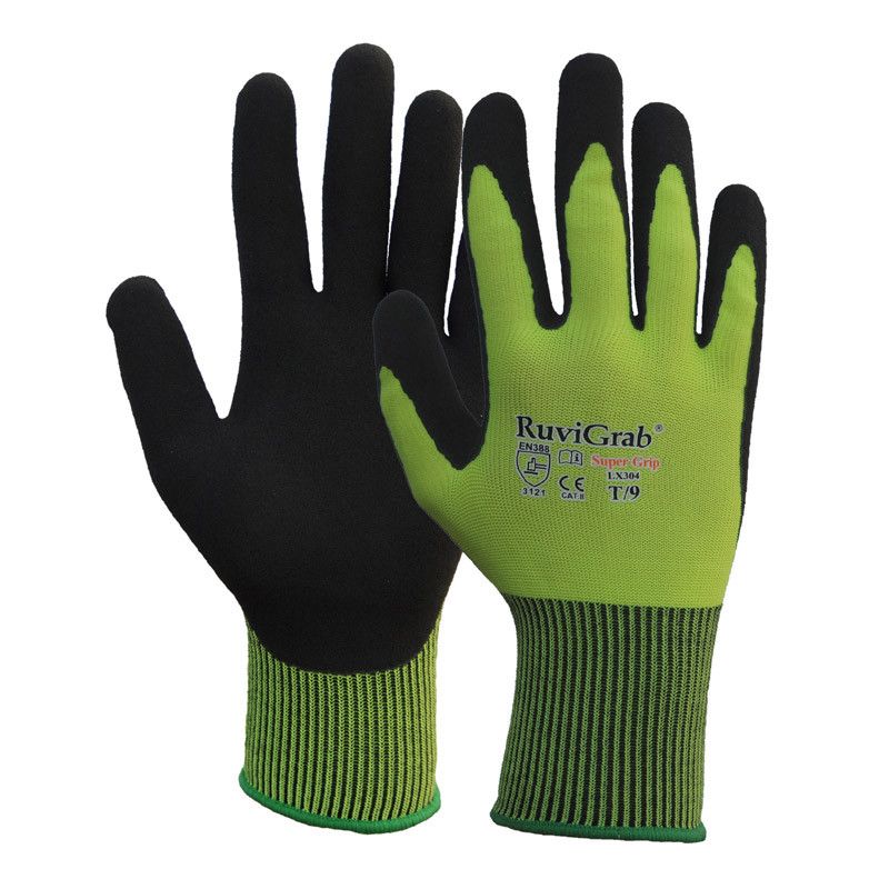 guante de trabajo nylon recubrimiento latex sandy