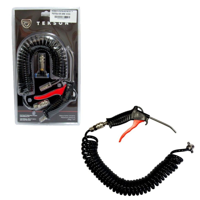 pistola de aire comprimido con manguera espiral tekson max 10 kg
