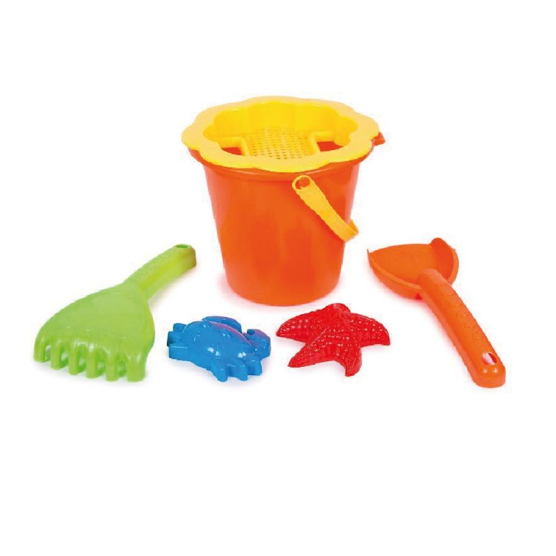 cubo de playa con pala y rastrillo  47x17