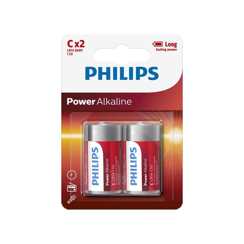 blister 2 pilas alcalinas  philips lr14