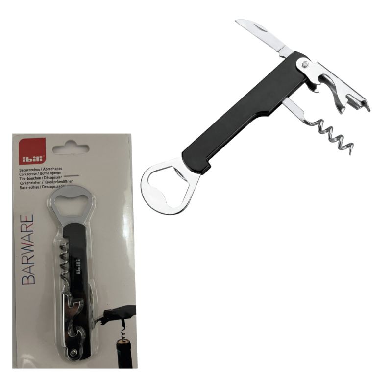 kit multiusos sacacorchos, abrelatas y navaja  ibili