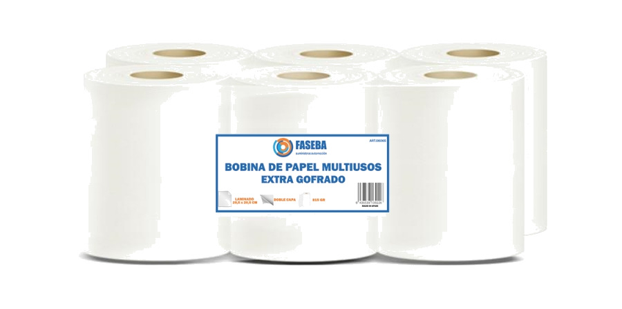 bobina de papel multiusos extra gofrado 815gr (6 u)