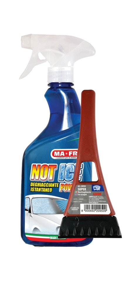 kit de invierno, quita hielo en spray con rasqueta quitahielo 500ml