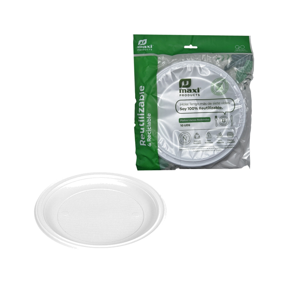 plato de plástico reciclable 22cm (10 uds)